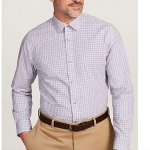 Jos. A. Banks Reserve Tailored Fit Plaid White/Purple/Blues Hues Dress Shirt,L